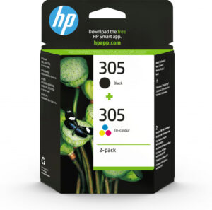 HP 305 originele drie-kleuren / zwarte inktcartridge, 2-pack
