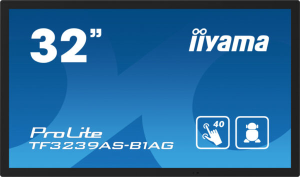 iiyama TF3239AS-B1AG beeldkrant Digitale signage flatscreen 80 cm (31.5") LED 500 cd/m² 2.4K Ultra HD Zwart Touchscreen Type pro