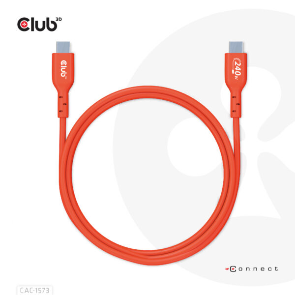 CLUB3D USB2 Type-C Bi-Directional Cable, Data 480Mb,PD 240W(48V/5A) EPR M/M 2m USB IF GECERTIFICEERD - Afbeelding 4