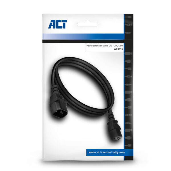 ACT Voedingskabel C13 - C14 zwart 1,8 m - Afbeelding 4
