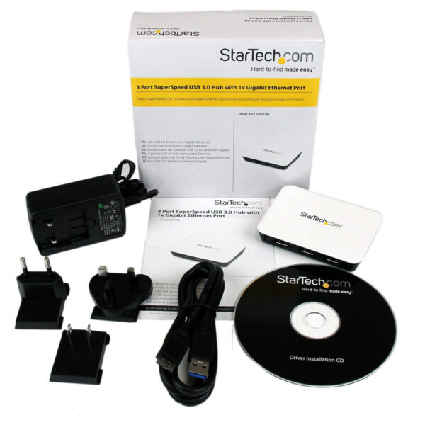 StarTech.com USB 3.0 naar gigabit Ethernet NIC netwerkadapter met 3-poorts hub - wit - Afbeelding 4