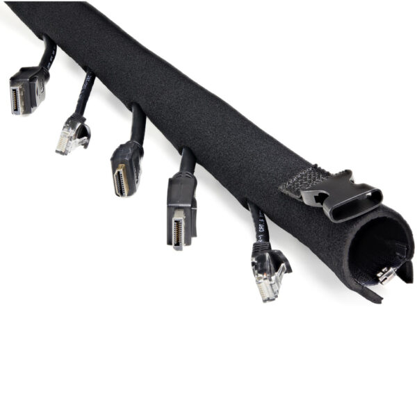 StarTech.com 1m Kabelmantel uit Neopreen Rubber met Rits en Gesp 3cm Diameter Computer/Stroom/Netwerk/AV Kabelmanager Flexibele - Afbeelding 3