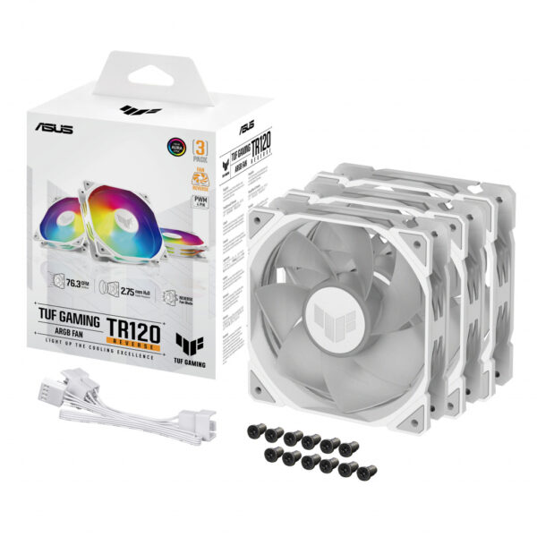 ASUS TUF GAMING TR120 ARGB REVERSE 3IN1 White Computer behuizing Luchtkoeler 12 cm Wit - Afbeelding 9