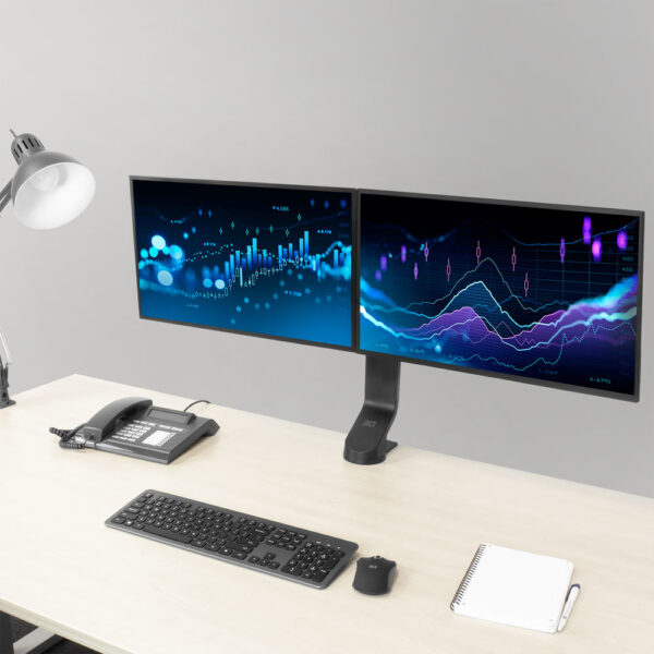 ACT Monitorarm 27" office, crossbar, 2 schermen, eenvoudig in hoogte verstelbaar - Afbeelding 3