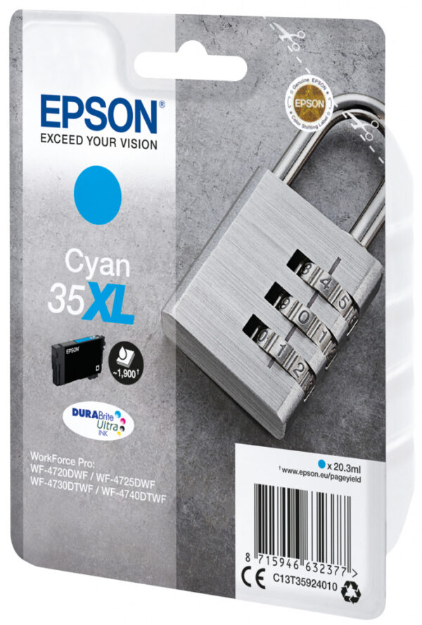 Epson Padlock Singlepack Cyan 35XL DURABrite Ultra Ink - Afbeelding 2