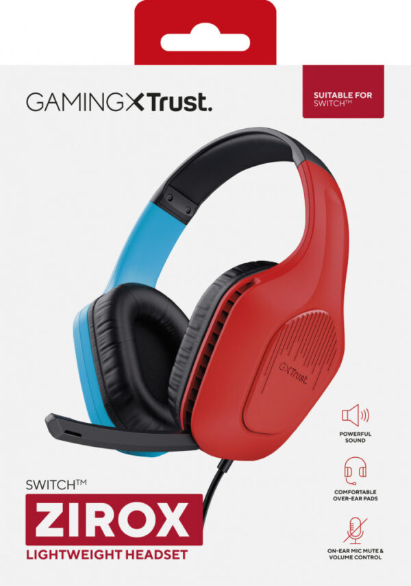 Trust GXT 416S Zirox Headset Bedraad Hoofdband Gamen Zwart, Cyaan, Rood - Afbeelding 9