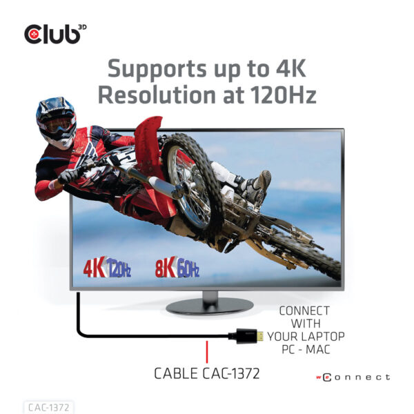 CLUB3D Ultra High Speed HDMI 4K120Hz, 144Hz Certified Cable 48Gbps M/M 2 m / 6.56 ft - Afbeelding 10