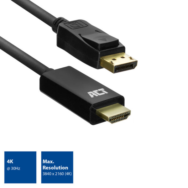 ACT DisplayPort naar HDMI adapterkabel, 1,8 m - Afbeelding 2