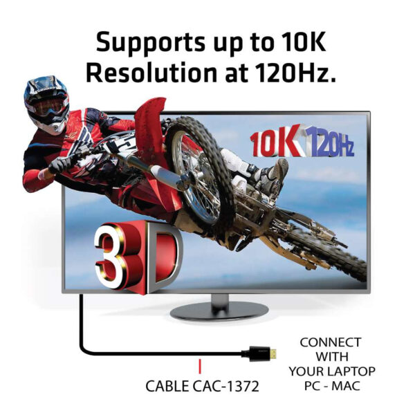 CLUB3D Ultra High Speed HDMI 4K120Hz, 144Hz Certified Cable 48Gbps M/M 2 m / 6.56 ft - Afbeelding 4