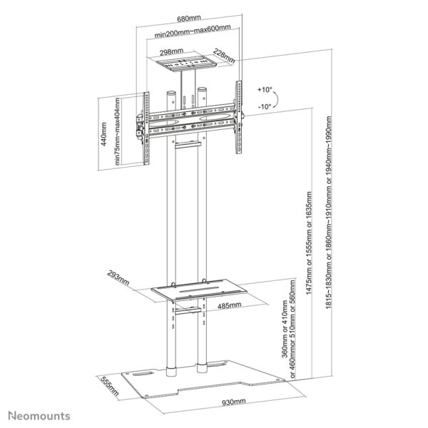 Neomounts PLASMA-M1700ES TV vloerstandaard 32-70" - Afbeelding 3