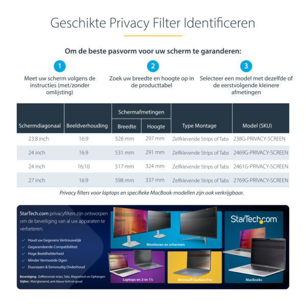 StarTech.com 24-inch 16:9 Gold Monitor Privacy Filter, Omkeerbare Filter met Verhoogde Privacy, Glanzende Computer Security Fil - Afbeelding 11
