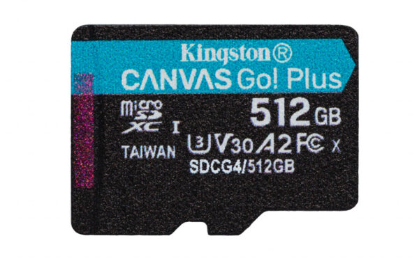 Kingston Technology 512GB microSDXC Canvas Go! Plus Gen4 200MB/s A2 U3 V30 kaart + adapter - Afbeelding 2