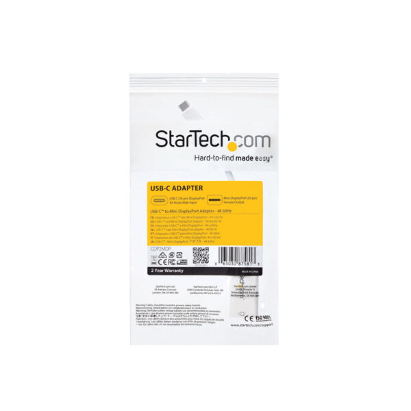 StarTech.com USB-C naar Mini DisplayPort Adapter - 4K 60Hz - Wit - USB 3.1 Type-C naar Mini DP Adapter - Verbeterde versie is CD - Afbeelding 4