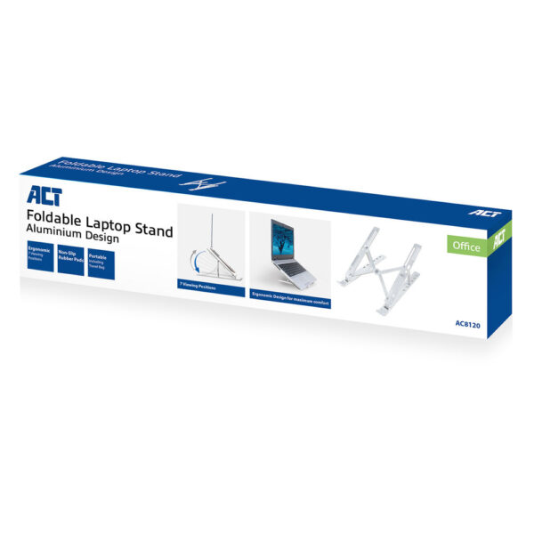 ACT Laptopstandaard aluminium, opvouwbaar, hoogte verstelbaar in 7 standen - Afbeelding 3