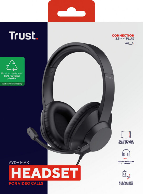 Trust Ayda Max Headset Bedraad Hoofdband Kantoor/callcenter Zwart - Afbeelding 8