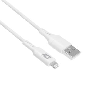 ACT USB 2.0 laad- en datakabel A male - Lightning male 2 meter, MFI gecertificeerd
