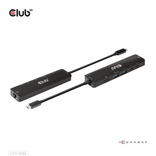 CLUB3D USB Gen1 Type-C, 6-in-1 Hub with HDMI 8K30Hz, 2xUSB Type-A, RJ45 and 2xUSB Type-C, Data and PD charging 100 watt - Afbeelding 5