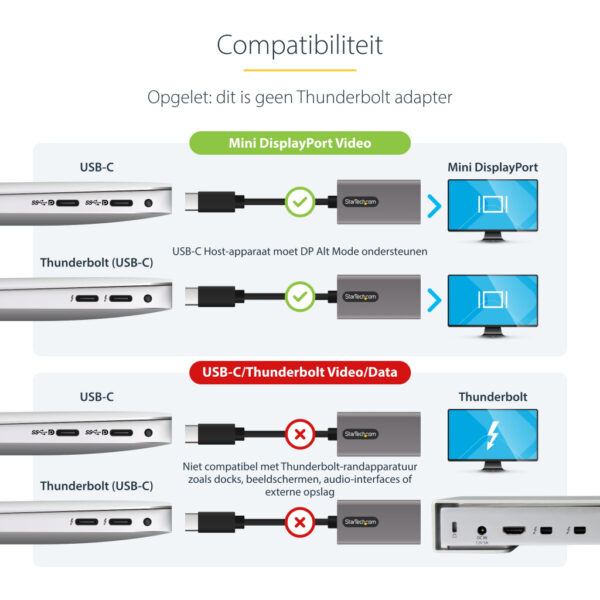 StarTech.com USB C naar Mini DisplayPort Adapter - 4K 60Hz USB-C naar mDP Adapter Dongle - USB Type-C naar Mini DP Monitor - Vid - Afbeelding 7
