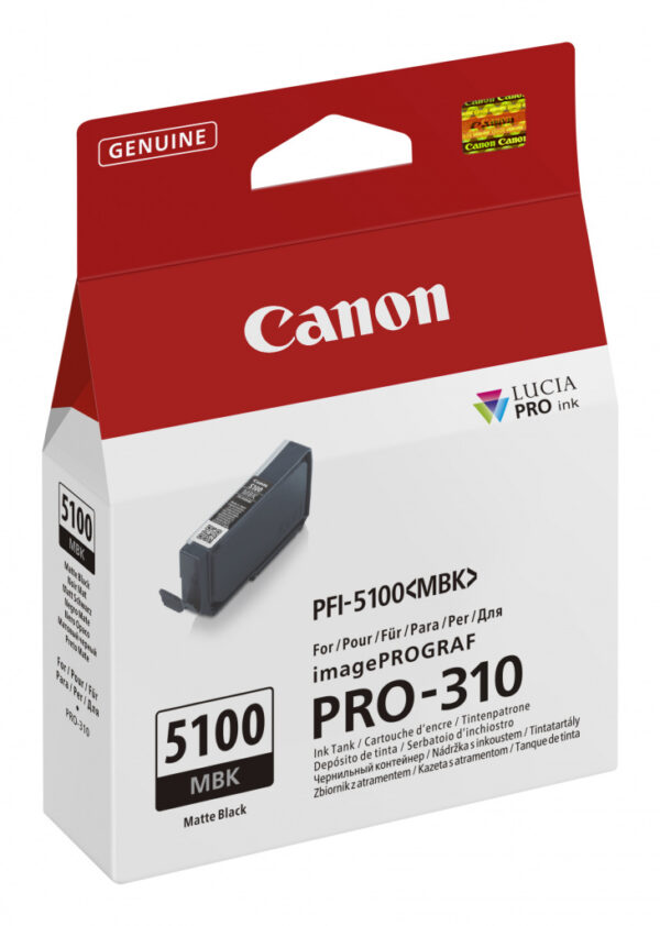 Canon PFI-5100 MBK inktcartridge 1 stuk(s) Origineel Mat Zwart - Afbeelding 2