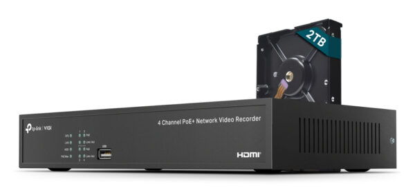 TP-Link VIGI NVR1004H-4P-2TB Zwart