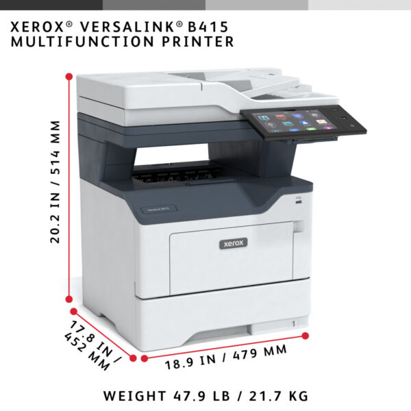 Xerox VersaLink B415 A4 47 ppm dubbelzijdig kopiëren en printen, scannen en faxen, geschikt voor PS3 PCL5e/6 2 laden voor totaal - Afbeelding 33