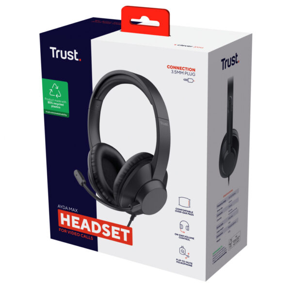 Trust Ayda Max Headset Bedraad Hoofdband Kantoor/callcenter Zwart - Afbeelding 7