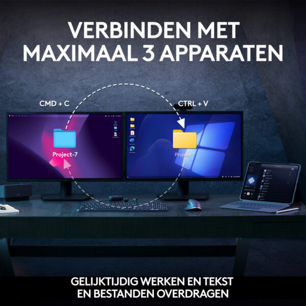 Logitech 920-011607 toetsenbord Inclusief muis Kantoor RF-draadloos + Bluetooth AZERTY Belgisch Grafiet - Afbeelding 11