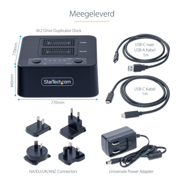 StarTech.com 1:1 M.2 NVMe Drive Duplicator, Standalone M.2 SSD Cloner/Copier tot 90GBpm, USB 3.2 20Gbps Dual-Bay M.2 Drive Dock, - Afbeelding 15