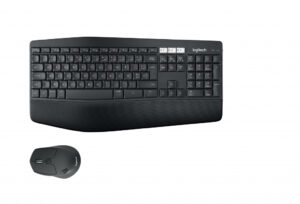 Logitech 920-008222 toetsenbord Inclusief muis Universeel RF-draadloos + Bluetooth AZERTY Frans Zwart
