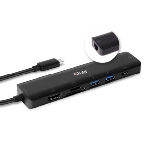 CLUB3D USB type C 7in1 Hub HDMI 4K60Hz SD TF Card slot 2x USB Type A USB Type C oplaad mogelijkheid tot max.100W (ook geschikt v