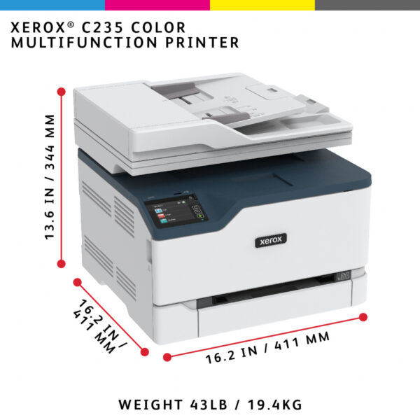 Xerox C235 A4 22ppm Wireless Duplex Copy/Print/Scan/Fax PS3 PCL5e/6 ADF 2 Trays Total 251 Sheets - Afbeelding 16
