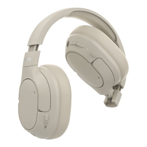 Belkin AUD008HQSA hoofdtelefoon/headset Hoofdtelefoons Draadloos Hoofdband Oproepen/muziek USB Type-C Bluetooth Zand - Afbeelding 3