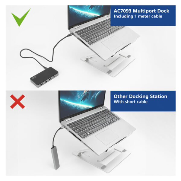 ACT USB-C 4K MST dockingstation voor 2 HDMI-monitoren, Ethernet, USB-C, 3x USB-A, PD passthrough en 1 meter lange afneembare USB - Afbeelding 6