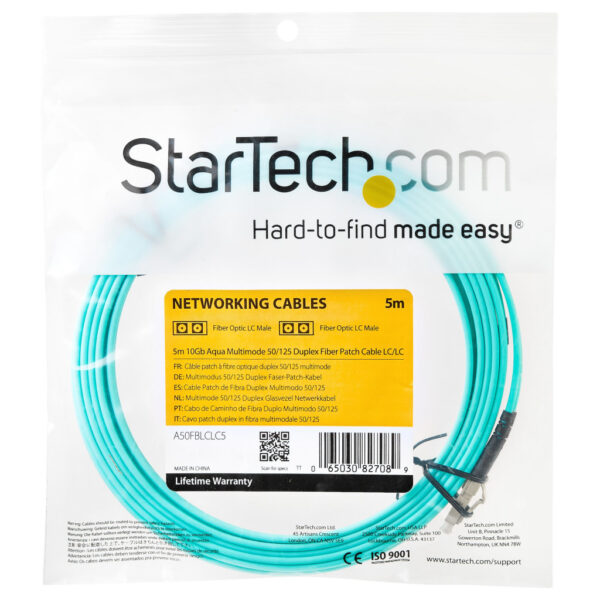 StarTech.com 5m LC/UPC naar LC/UPC OM3 Multimode Glasvezel Netwerkkabel, Full Duplex 50/125µm Zipcord Fiber, 100G Netwerken, LOM - Afbeelding 2
