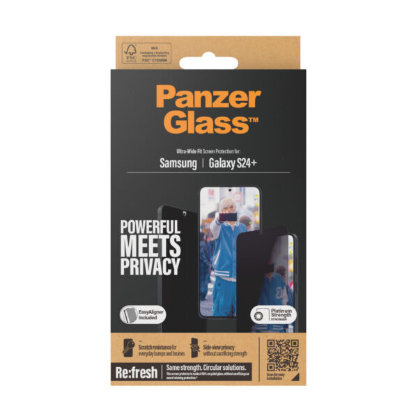 PanzerGlass ® Privacy Screen Protector Samsung Galaxy S24+ | Ultra-Wide Fit w. EasyAligner Doorzichtige schermbeschermer 1 - Afbeelding 3