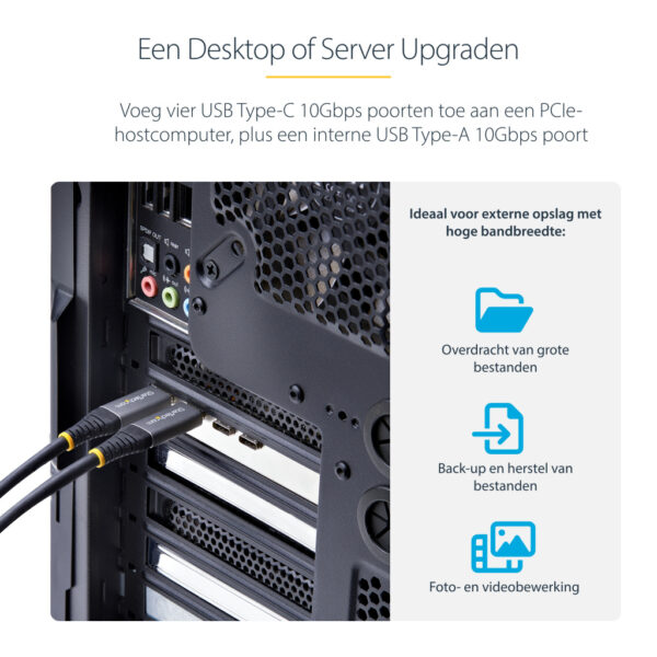 StarTech.com 5-Port USB PCIe Kaart, USB 3.2 10Gbps, PCI Express Kaart met 4x USB-C Poorten, 1x USB-A Interne Poort, USB PCIe Co - Afbeelding 9