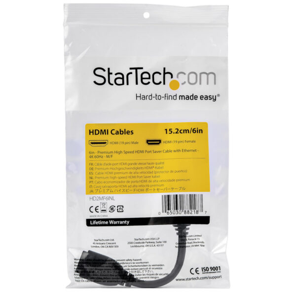 StarTech.com 15 cm High Speed HDMI port saver kabel 4K 60Hz - Afbeelding 4