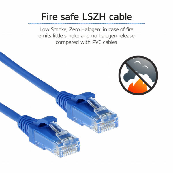 ACT Blauwe 1 meter LSZH U/UTP CAT6 datacenter slimline patchkabel snagless met RJ45 connectoren - Afbeelding 7