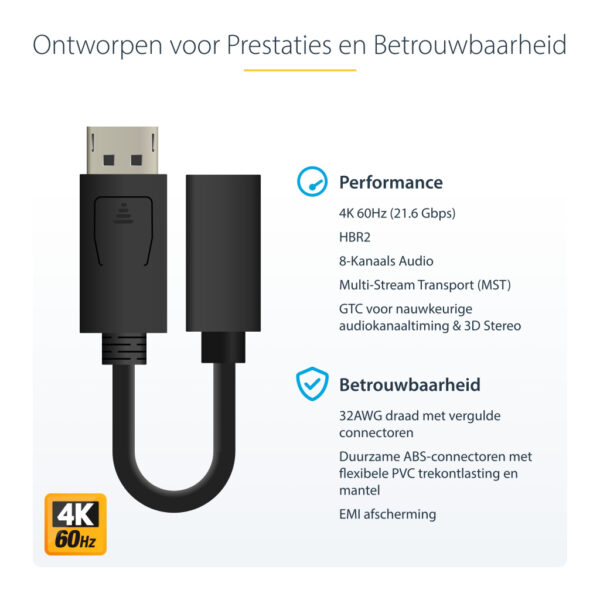 StarTech.com 15cm DisplayPort naar Mini DisplayPort Kabel - 4K x 2K UHD Video - DisplayPort Male naar Mini DisplayPort Female A - Afbeelding 5