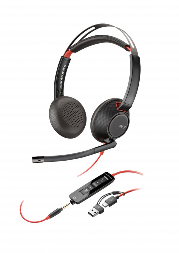POLY Blackwire 5220 Stereo USB-C Headset + 3,5 mm plug + USB-C/A adapter - Afbeelding 3