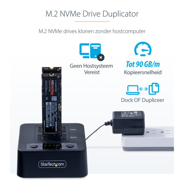 StarTech.com 1:1 M.2 NVMe Drive Duplicator, Standalone M.2 SSD Cloner/Copier tot 90GBpm, USB 3.2 20Gbps Dual-Bay M.2 Drive Dock, - Afbeelding 10