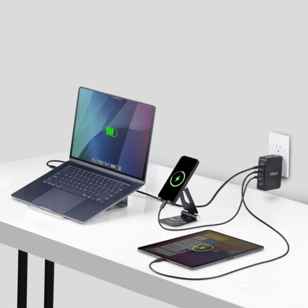 StarTech.com 140W USB-C Wandlader, 3x USB-C/1x USB-A, APFC, PD 3.1 Internationale GaN Power Adapter voor MacBook/Dell XPS/Inspir - Afbeelding 6