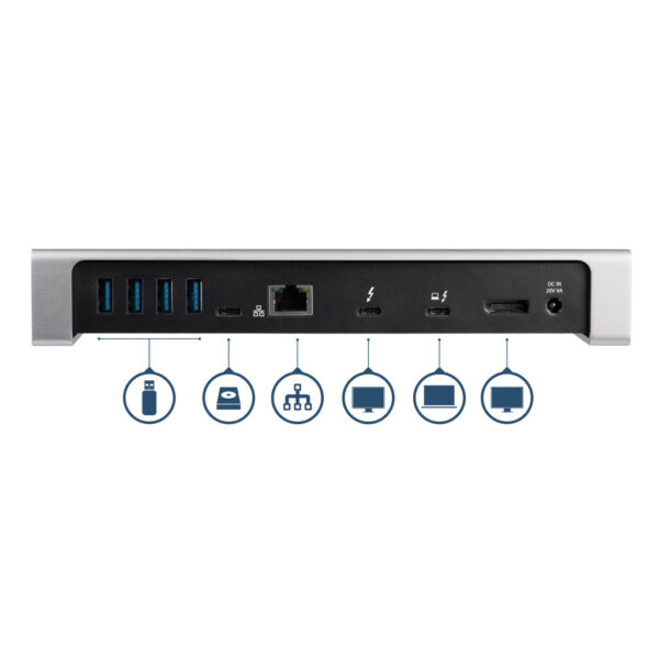 StarTech.com Thunderbolt 3 Dock - Dual Monitor 4K 60Hz TB3 Laptop Docking Station met DisplayPort - 85W Power Delivery Charging - Afbeelding 4