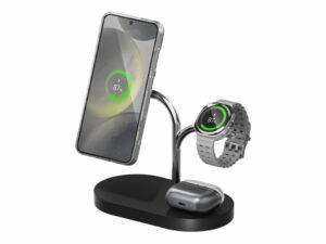 Samsung GP-PWU024WIABW oplader voor mobiele apparatuur Headset, Smartphone, Smartwatch Zwart, Zilver USB Draadloos opladen Binne