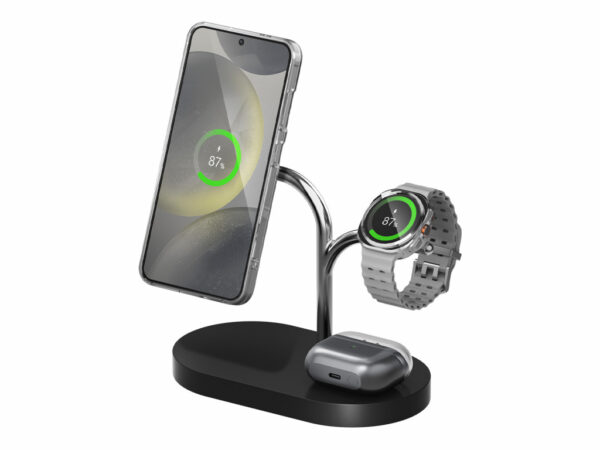 Samsung GP-PWU024WIABW oplader voor mobiele apparatuur Headset, Smartphone, Smartwatch Zwart, Zilver USB Draadloos opladen Binne
