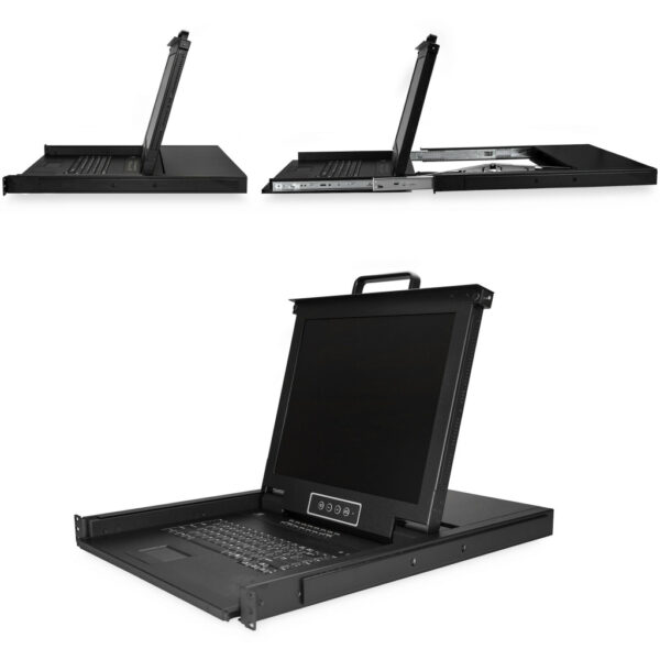 StarTech.com 16 port KVM Rack Console met 1,8m Lange Kabels, Geïntegreerde KVM Switch met 17" LCD Scherm, Universele 1U LCD KV - Afbeelding 2