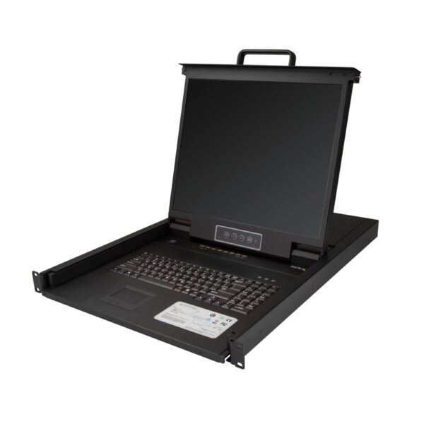 StarTech.com 8 port KVM Rack Console met 1,8m Lange Kabels, Geïntegreerde KVM Switch met 19" LCD Scherm, Universele 1U LCD KVM C