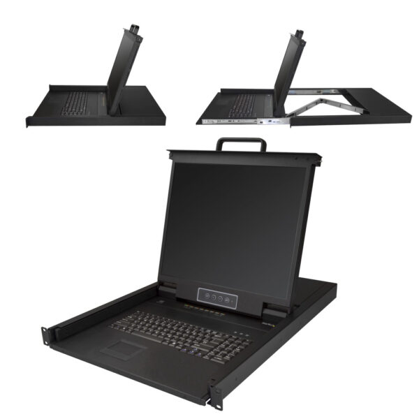 StarTech.com 8 port KVM Rack Console met 1,8m Lange Kabels, Geïntegreerde KVM Switch met 19" LCD Scherm, Universele 1U LCD KVM C - Afbeelding 2