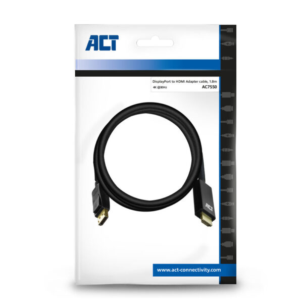 ACT DisplayPort naar HDMI adapterkabel, 1,8 m - Afbeelding 4
