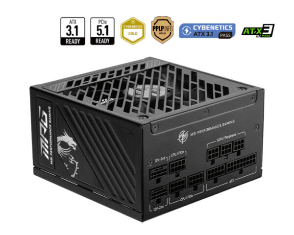 MSI MPG A1250GS PCIE5 power supply unit 1250 W 20+4 pin ATX ATX Zwart - Afbeelding 4